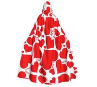 cchgnm Love Heart Print Halloween Role Playing Costume,Medieval Retro Wizard Robe, Adult Hooded Knight Cape For Men And Women