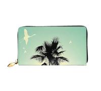 cchgnm Married Couple Walking On The Beach Print Classic Leather Long Clutch Wallet,Stylish Men'Sand Women's Wallet with Zipper and Multiple Card Slots.
