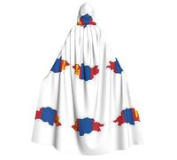cchgnm Mongolian Flag Map Print Halloween Role Playing Costume,Medieval Retro Wizard Robe, Adult Hooded Knight Cape For Men And Women