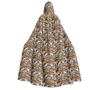 cchgnm Nature Elephants Print Halloween Role Playing Costume,Medieval Retro Wizard Robe, Adult Hooded Knight Cape For Men And Women