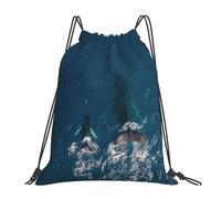 cchgnm Ocean Mammal Whale Print Lightweight And Foldable Drawstring Gym Bag,Multi-Functional Sports Yoga Travel Storage Bag