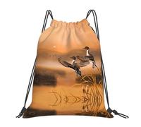cchgnm Oil Painting Duck Print Lightweight And Foldable Drawstring Gym Bag,Multi-Functional Sports Yoga Travel Storage Bag