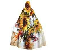 cchgnm Oil Painting Sunflower Print Halloween Role Playing Costume,Medieval Retro Wizard Robe, Adult Hooded Knight Cape For Men And Women