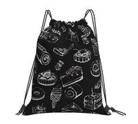 cchgnm Pastries On Chalkboard Print Lightweight And Foldable Drawstring Gym Bag,Multi-Functional Sports Yoga Travel Storage Bag