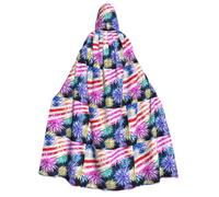 cchgnm Patriotic 4th Of July American Flag Print Halloween Role Playing Costume,Medieval Retro Wizard Robe, Adult Hooded Knight Cape For Men And Women