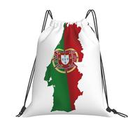 cchgnm Portuguese Flag Map Print Lightweight And Foldable Drawstring Gym Bag,Multi-Functional Sports Yoga Travel Storage Bag