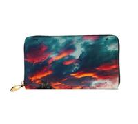 cchgnm Range Blaze Print Classic Leather Long Clutch Wallet,Stylish Men'Sand Women's Wallet with Zipper and Multiple Card Slots.