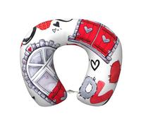 cchgnm Red Heart Lips And Love Print Travel Pillow,Memory Foam Neck Pillow,Portable Pillow For Hotels,Camping,Side Sleepers And Back Sleepers