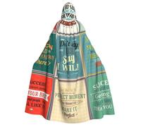 cchgnm Sayings Print Halloween Role Playing Costume,Medieval Retro Wizard Robe, Adult Hooded Knight Cape For Men And Women