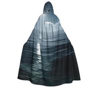 cchgnm Sea Moon Print Halloween Role Playing Costume,Medieval Retro Wizard Robe, Adult Hooded Knight Cape For Men And Women