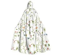 cchgnm Season Watercolors Of Herbs Flowers Print Halloween Role Playing Costume,Medieval Retro Wizard Robe, Adult Hooded Knight Cape For Men And Women