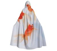 cchgnm Small Goldfish Swimming In The Water Print Halloween Role Playing Costume,Medieval Retro Wizard Robe, Adult Hooded Knight Cape For Men And Women
