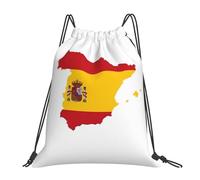 cchgnm Spanish Flag Map Print Lightweight And Foldable Drawstring Gym Bag,Multi-Functional Sports Yoga Travel Storage Bag
