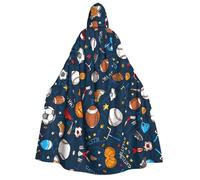 cchgnm Sports Baseball Game Print Halloween Role Playing Costume,Medieval Retro Wizard Robe, Adult Hooded Knight Cape For Men And Women