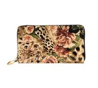 cchgnm Striped Leopard Print Classic Leather Long Clutch Wallet,Stylish Men'Sand Women's Wallet with Zipper and Multiple Card Slots.