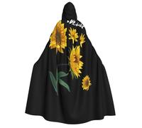 cchgnm Sunflower Black Background Print Halloween Role Playing Costume,Medieval Retro Wizard Robe, Adult Hooded Knight Cape For Men And Women