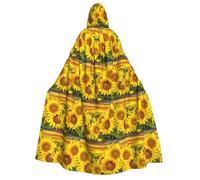 cchgnm Sunflower Pattern Print Halloween Role Playing Costume,Medieval Retro Wizard Robe, Adult Hooded Knight Cape For Men And Women