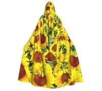 cchgnm Sunflowers Print Halloween Role Playing Costume,Medieval Retro Wizard Robe, Adult Hooded Knight Cape For Men And Women
