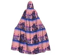 cchgnm The Old Hollywood Print Halloween Role Playing Costume,Medieval Retro Wizard Robe, Adult Hooded Knight Cape For Men And Women