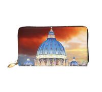 cchgnm Vatican City Print Classic Leather Long Clutch Wallet,Stylish Men'Sand Women's Wallet with Zipper and Multiple Card Slots.