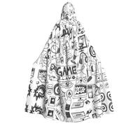 cchgnm Video Game Boys Print Halloween Role Playing Costume,Medieval Retro Wizard Robe, Adult Hooded Knight Cape For Men And Women