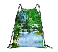 cchgnm Waterfall Flowing Down Print Lightweight And Foldable Drawstring Gym Bag,Multi-Functional Sports Yoga Travel Storage Bag