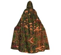 cchgnm Wild Mushroom Print Halloween Role Playing Costume,Medieval Retro Wizard Robe, Adult Hooded Knight Cape For Men And Women