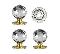 CcHhyyt Crystal Self Stick Knobs Cabinet Knobs 40mm Diameter Replacement Knob with Adhesive for Cabinet Mirror Cupboard Window Glass Sliding Door Drawer (4pcs, Sunshine Gold)