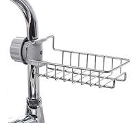 CcHhyyt Stainless Steel Sink Organiser Kitchen Tap Non-Slip Storage Rack for Soap/Sponges/Dish Cloth Sink Caddy Organiser Rustproof Sponge Holder Tap (Sink Organiser)