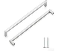 CCHONGCC Kitchen Cupboard Handles Stainless Steel Cabinet Pulls Kitchen Door Handles Brushed Cabinet Handles Wardrobe Drawer Handles (5, Silver, Hole Centre 288mm)