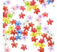 ccHuDE 100 Pcs 10mm Mini Resin Flowers Small Flatback Flower Charms Craft Floral Charms Plastic Cute Flower Charms with Rhinestone for DIY Crafting