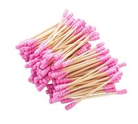 ccHuDE 100 Pcs Colorful Double Head Spiral Cotton Swabs Ear Picking Cotton Buds Makeup Remover Cotton Sticks Cosmetic Applicators Pink