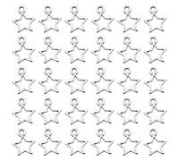 ccHuDE 100 Pcs Mini Metal Star Charms Small Star Dangle Charms Craft Hollow Star Charms Decorative Star Pendants Cute Jewelry Charms for DIY Crafting, 10 x 12 mm ( W x L ), Metal, No Gemstone