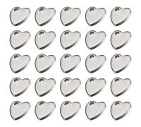 ccHuDE 100 Pcs Stainless Steel Heart Charms Mini Love Heart Pendants Cute Love Bracelet Charms Tiny Flat Charms Small Silver Heart Beads for Valentine's Day