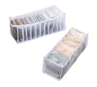 ccHuDE 2 Pcs 11 Grids 7 Grids Underwear Drawer Organisers Sock Drawer Organizer Divider Underwear Storage Boxes Foldable Closet Dresser Drawer Organizer for Storing Socks White