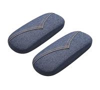 ccHuDE 2 Pcs Denim Fabric Glasses Cases Hard Shell Eyeglasses Box Portable Sunglasses Case Reading Glasses Storage Box Blue, Blue, 6.38 x 2.4 x 1.54in