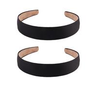 ccHuDE 2 Pcs Wide Satin Headbands Decorative Soft Hairbands Non Slip Hair Bands Solid Color Craft Headbands Cute Hair Hoops Plain Headpieces No Teeth Hair Accessories Black