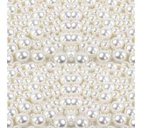 ccHuDE 370 Pcs Faux Pearl Beads Assorted Sizes Pearls Fake Loose Pearl Beads Jewelry Making Pearls Metal Spacer Beads with Hole