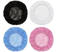 ccHuDE 4 Pcs Net Sleeping Caps Hair Net Caps Adjustable Mesh Hair Caps Sleep Hair Bonnets Head Hair Covers Elastic Dust Caps Food Service Hair Nets Pink White Black Blue