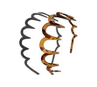 ccHuDE 4 Pcs Plastic Zig Zag Headbands Non Slip Black Comb Hairbands Sharks Tooth Hair Hoop U Shaped Hairband Classic Wavy Head Band with Teeth for Women Girls A