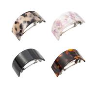 ccHuDE 4 Pcs Tortoise Shell Hair Barrettes Acetate Automatic Hairpins Semi Circle Hair Clips Snap Closure Spring Clamps French Design Hair Pins Ponytail Holder Clips for Women Girls