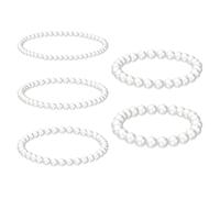 ccHuDE 5 Pcs Faux Pearl Bracelets Stretch Pearl Beaded Bracelets White Pearls Wrist Bracelets Bridal Wedding Bracelets Elastic Bride Bracelets Stackable Beads Bracelets for Bridesmaid Party