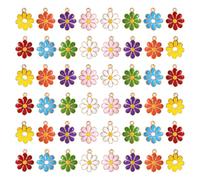 ccHuDE 50 Pcs Alloy Enamel Flower Charms Metal Daisy Charms Flower Dangle Charms Spring Floral Themed Charms Colored Craft Charms Cute Mini Pendants