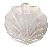 ccHuDE Glitter Glass Jewelry Dish Tray Sparkle Iridescent Seashell Shell Soap Dish Jewelry Organizer for Women Girls