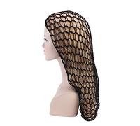 ccHuDE Long Sleeping Hair Net Mesh Crochet Hair Cap Knitted Hair Snood Crocheted Sleep Cap Soft Thick Hairnet Hair Cover Accessories for Women Black, Black, 50 x 20cm