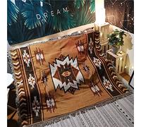 CCHYF Aztec Throw Blanket Native American Blanket Southwestern Boho Decor Reversible Woven Tassels Mexican Blankets and Throws for Couch Bed Chair Wall Livingroom Outdoor Travel Brown 51"x63"