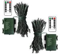 CCILAND 2 Pack Christmas Tree Lights Battery, 5m 50 LED Fairy String Lights with Remote Timer 8 Modes Dark Green Wire Fairy Lights for Bedroom Xmas Tree Patio Festival Decoration - Cool White