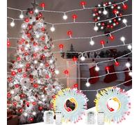 CCILAND 2 Pack Red White Christmas Tree Lights Battery Powered, 200 LED 20M Dual Color Changing Fairy Lights with Remote Timer String Lights for Christmas Holidays Party Decor