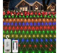 CCILAND 3M x 2M Battery Net Lights, 200 LED Mesh Lights with Remote 8 Modes Timer Dimmable Fairy String Lights Outdoor Waterproof for Bush Garden Patio Tree Decor (Multicolour)
