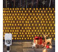 CCILAND 3x2m Christmas Net Lights Outdoor Mains Powered - 200 LED Mesh Light Plug in, 8 Modes 30V Low Voltage Garden Bush String Lights for Shrub Fence Backyard Patio Lawn Window (Warm White)